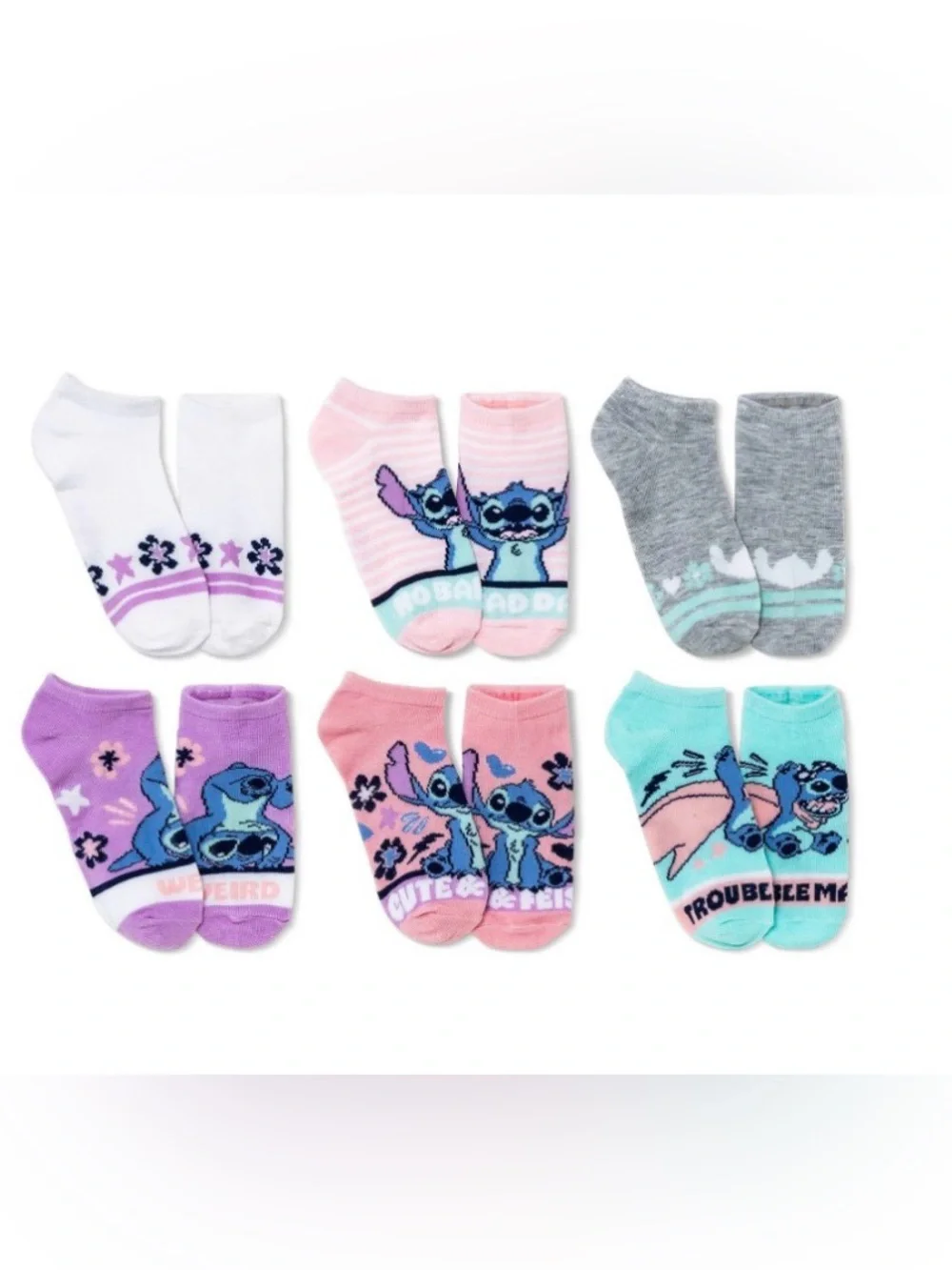 Lilo Stitch Women’s No Show Socks, Pack of 6 New with tags Shoe size 4-10